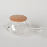 O., Glass Teapot Wooden Lid