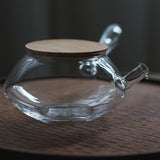 O., Glass Teapot Wooden Lid