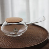 O., Glass Teapot Wooden Lid