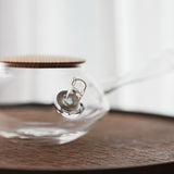 O., Glass Teapot Wooden Lid