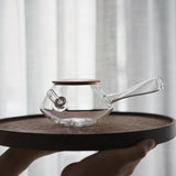 O., Glass Teapot Wooden Lid