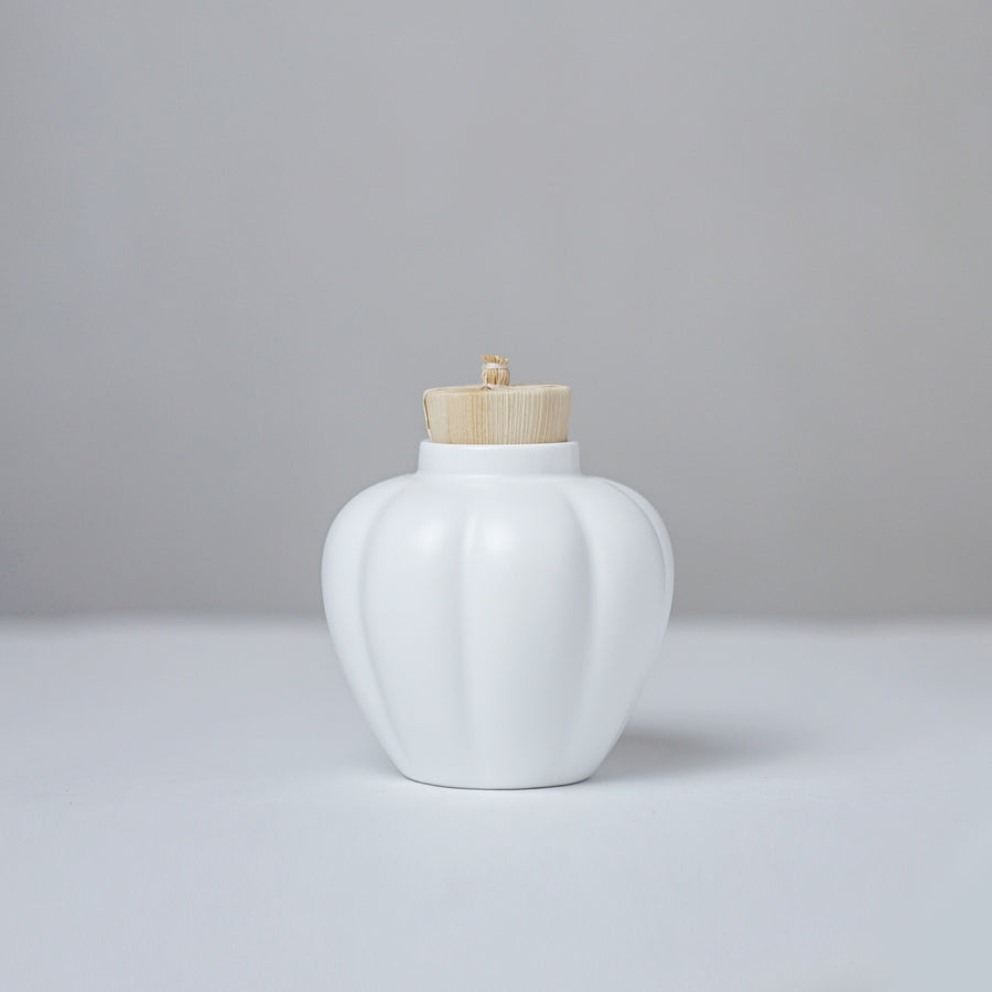 White Ceramic Tea Canister - Pumpkin